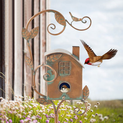 Artistic Metal Birdhouse Garden Stake with Unique Design | Decorative Outdoor Accent for Nature Lovers 6