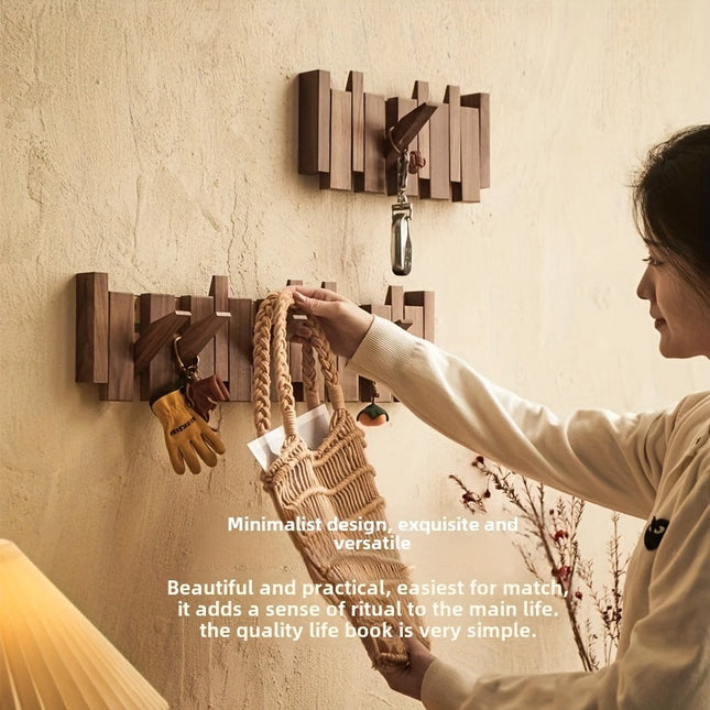 Artistic Wooden Wall Hooks | Foldable Piano Key Design for Stylish Storage 1