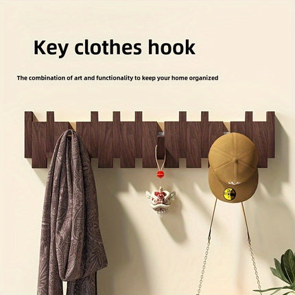 Artistic Wooden Wall Hooks | Foldable Piano Key Design for Stylish Storage 8
