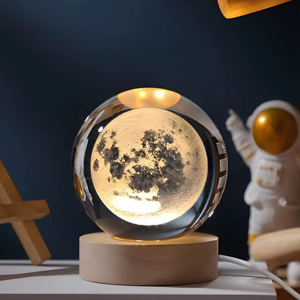 Crystal Touch Lamp, Crystal Lamp with Wooden Base and LED Light