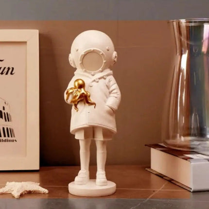 Astronaut Diver Statue with Octopus, Resin Sculpture for Bookshelf Decor