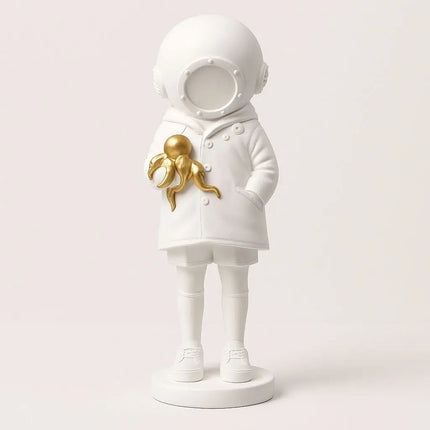 Astronaut Diver Statue with Octopus, Resin Sculpture for Bookshelf Decor – image 6
