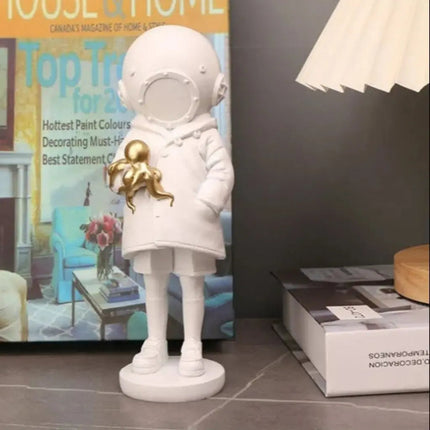 Astronaut Diver Statue with Octopus, Collectible Figurine for Living Room Decor