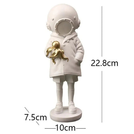 Astronaut Diver Statue with Octopus, Resin Sculpture for Bookshelf Decor – image 8