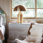 Modern Table Lamp in Metal, Sculptural Desk Lamp with Inline Switch, Small Bedside Lamp for Nightstand and Shelf