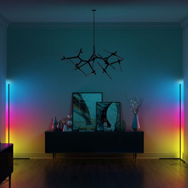 AuraEdge | Corner Floor Lamp with Adjustable RGB & White Light | Space-Saving Design for Versatile Ambiance 1