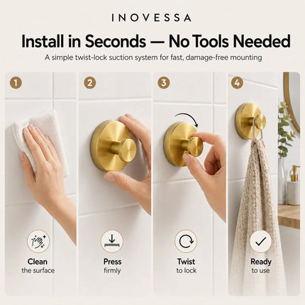 Stainless Steel Suction Hooks 3 Pack