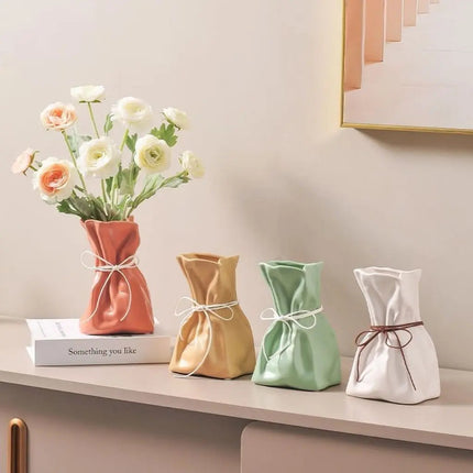 Ceramic Vase, Drawstring Vase for Home Decor and Table Centerpiece – image 6