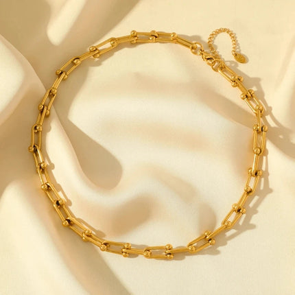 Aurielle Collection | Gold Link Jewelry Set with Adjustable Lengths | Elegant Necklace and Bracelet for Versatile Styling 1