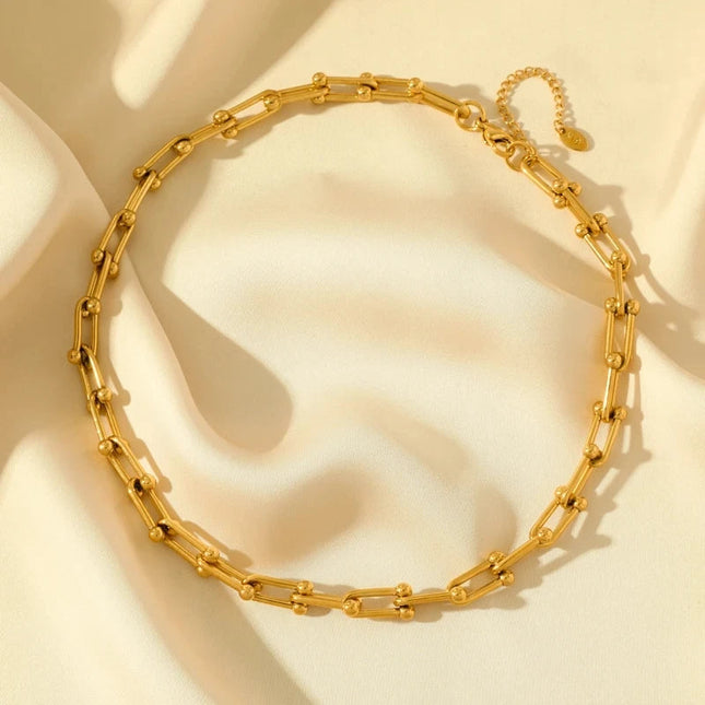 Aurielle Collection | Gold Link Jewelry Set with Adjustable Lengths | Elegant Necklace and Bracelet for Versatile Styling 1