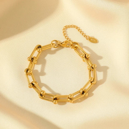 Aurielle Collection | Gold Link Jewelry Set with Adjustable Lengths | Elegant Necklace and Bracelet for Versatile Styling 2