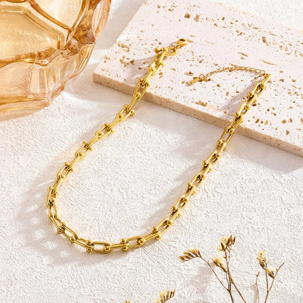 Aurielle Collection | Gold Link Jewelry Set with Adjustable Lengths | Elegant Necklace and Bracelet for Versatile Styling 3
