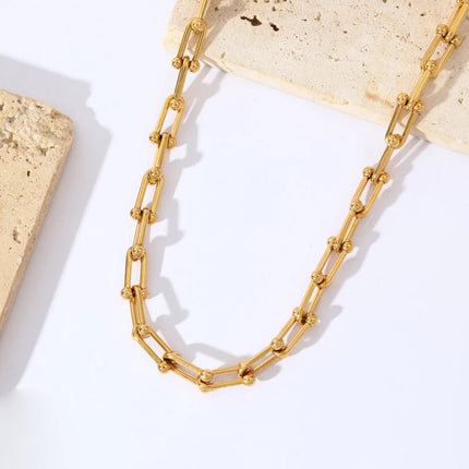 Aurielle Collection | Gold Link Jewelry Set with Adjustable Lengths | Elegant Necklace and Bracelet for Versatile Styling 4
