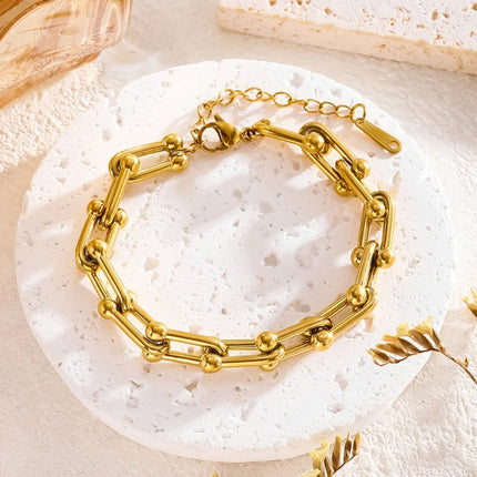Aurielle Collection | Gold Link Jewelry Set with Adjustable Lengths | Elegant Necklace and Bracelet for Versatile Styling 5