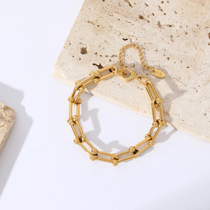 Aurielle Collection | Gold Link Jewelry Set with Adjustable Lengths | Elegant Necklace and Bracelet for Versatile Styling 6