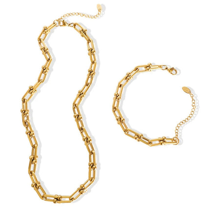 Aurielle Collection | Gold Link Jewelry Set with Adjustable Lengths | Elegant Necklace and Bracelet for Versatile Styling 8