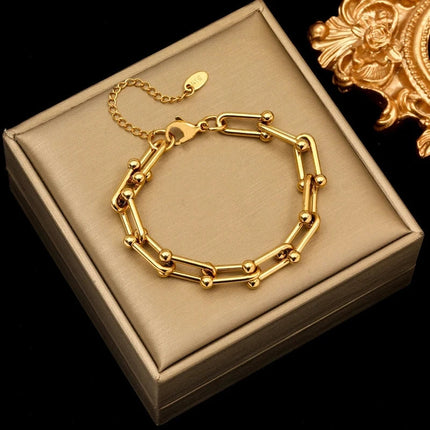 Aurielle Collection | Gold Link Jewelry Set with Adjustable Lengths | Elegant Necklace and Bracelet for Versatile Styling 9