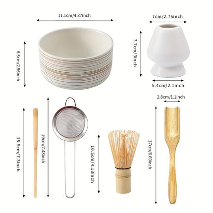 Authentic Matcha Whisk Set | 6-Piece Pottery Set for Traditional Tea Preparation 2