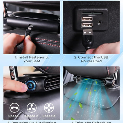 AutoBreeze | USB Car Cooling Fan with 3 Adjustable Speeds | Bladeless Design for Safe Airflow 7