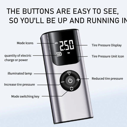 AutoLift | Mini Wireless Tire Inflator with Digital Display | Portable Air Compressor for On-the-Go Convenience 4