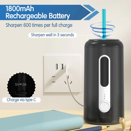 Automatic Electric Pencil Sharpener with Ultra-Fast Precision | Rechargeable & Cordless for Effortless Sharpening 5