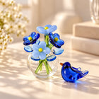 Miniature Figurines, Handmade Glass Flowers with Glass Bird Figurine, Glass Art Home Decor for Desk and Shelf