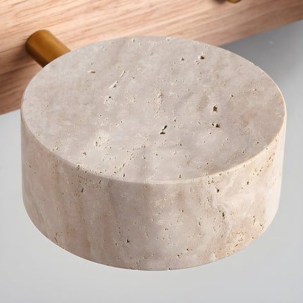 Indoor Wall Sconce, Travertine Stone and Wood LED Wall Light for Living Room – image 9