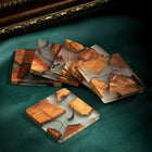 Coasters for Drinks, Resin Coasters with Holder, Square Coaster Set of 6 with Storage Box, Cup Coasters for Coffee Table