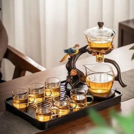 Kung Fu Tea Set with Fair Cup and 6 Teacups, Hand Painted Tea Set Gift