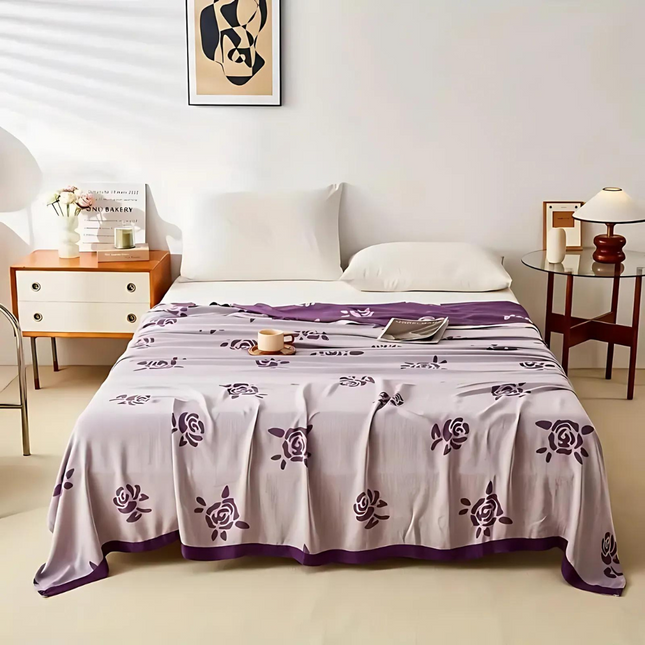 Bamboo Fiber Rose Cooling Blanket with Floral Design | Perfect for Summer Comfort 1