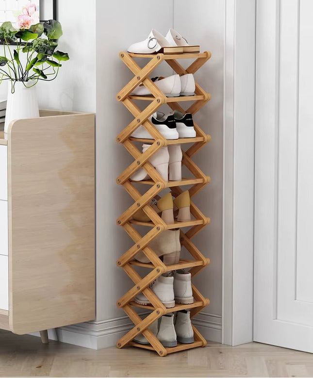 Bamboo Storage Rack | Shoe Storage Organizer with Foldable Design | Space-Saving Solution for Home 1