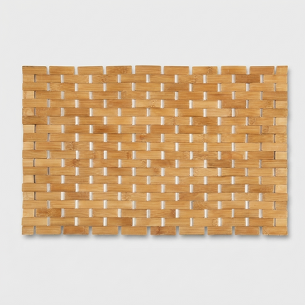 Bamboo Bath Mat, Wooden Bathroom Mat for Shower and Spa, Foldable Wood Shower Mat with Natural Finish