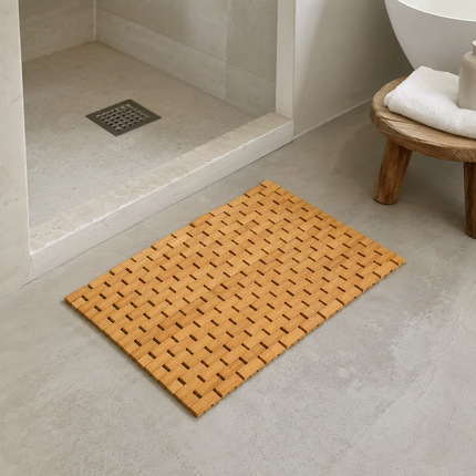 Bamboo Bath Mat, Wooden Bathroom Mat for Shower and Spa