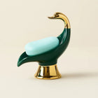 Ceramic Soap Dish, Swan Soap Holder with Gold Detail for Bathroom Decor, Trinket Dish, Bathroom Accessories for Vanity