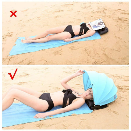 Beach Sunshade Pillow | Portable Tent with Cup Holders & Cell Phone Bag | Stay Cool and Protected Outdoors 2
