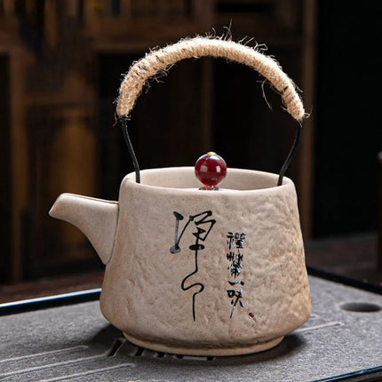 Ceramic Teapot with Beam Handle, Japanese Tea Pot – image 4