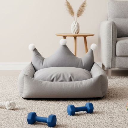 Dog Beds, Cute Crown Pet Bed with Raised Sides and Soft Velvet Interior – image 4