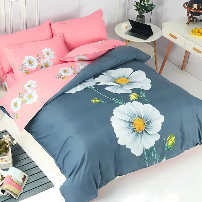 Bedding Set 4 Piece, Brushed Cotton Bedding Set with Duvet Cover, Flat Sheet and Pillowcases_01
