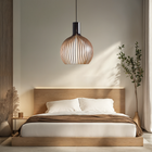 Wood Pendant Light Fixture, Rustic Hanging Lamp with Adjustable Black Cord – image 26