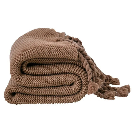 Throw Blankets, Knit Cotton Blanket with Twisted Tassels, Soft Blanket for Couch and Bed in Cooler Seasons – image 6