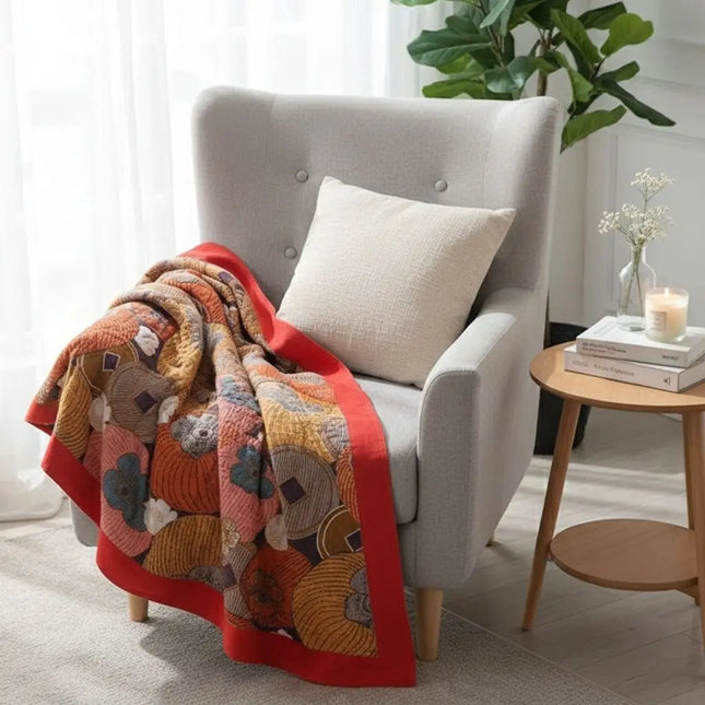 Cotton Blanket for Bed, Lightweight Blanket with Five Layer Cotton Gauze, Breathable Bed Cover for All Seasons