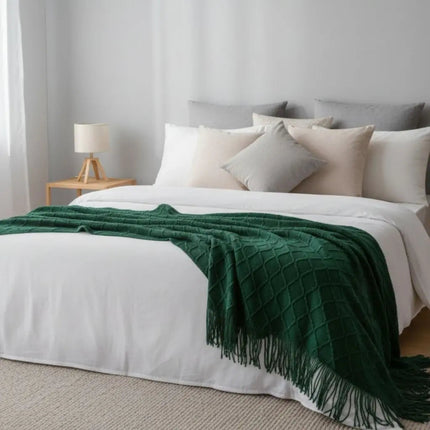 Cashmere Throw Blanket, Lightweight Knit Blanket with Tassels – image 5