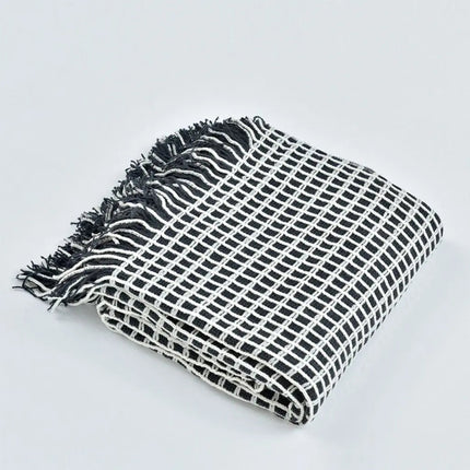 Woven Throw Blanket, Waffle Blanket with Tassels, Lightweight Sofa Throw and Travel Blanket for Spring and Fall – image 5