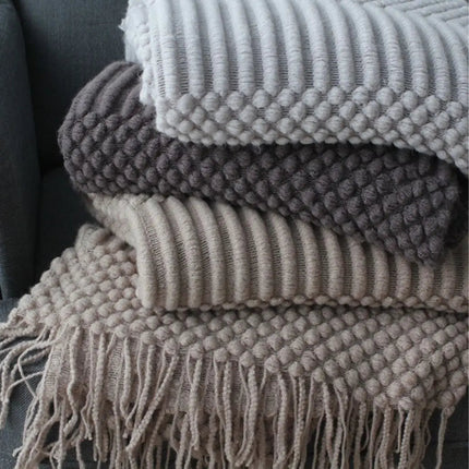 Textured Couch Throw Blanket with Fringe, Lightweight Sofa Throw and Nap Blanket for Bed – image 7