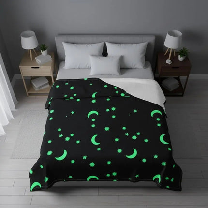 Glow in the Dark Throw Blanket, Children's Blanket with Stars and Moons