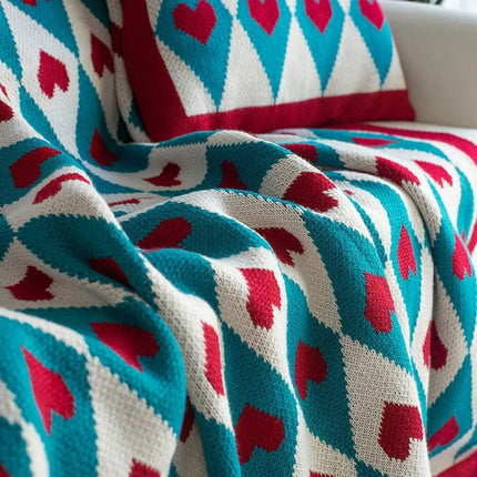 Knit Throw Blanket, Geometric Knitted Blanket for Couch and Bed – image 5