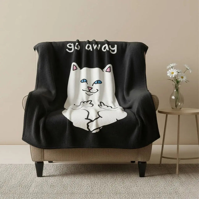 Throw Blankets, Funny Cat Blanket with Graphic Print, Lightweight Soft Blanket for Bed and Couch