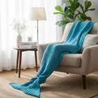 Mermaid Tail Blanket, Knit Wearable Blanket for Couch and Bed, Cozy Blanket with Cocoon Tail for Lounging