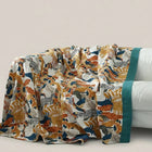 Cotton Throw Blanket for Sofa, Five Layer Gauze Cotton Blanket, Botanical Sofa Blanket, Bedspread
