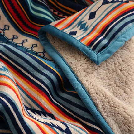 Fleece Throw Blanket, Geometric Soft Fleece Blanket for Bed, Colorful Coral Fleece Couch Throw for Cold Weather – image 5
